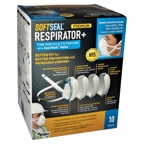 SoftSeal 3D+ Silicone Sealing N95 Certified Respirator, with valve (As-Is)