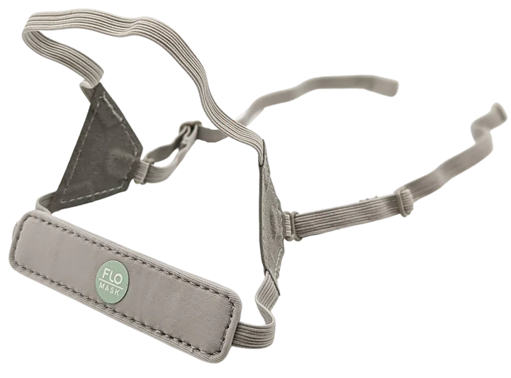 Picture of the grey kids halo strap on a white background.