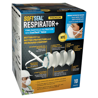 SoftSeal 3D+ Silicone Sealing N95 Certified Respirator, with valve (As-Is)