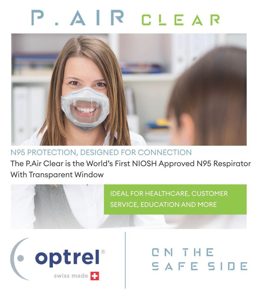 Optrel P.Air Clear N95 Mask with Transparent Window