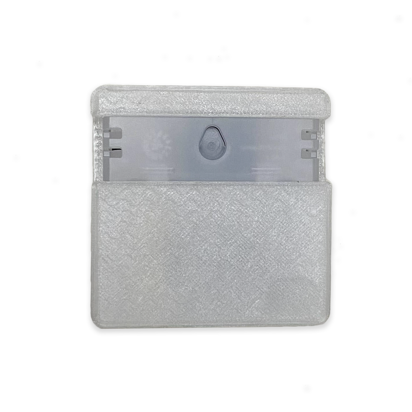 Picture of back of translucent case, with opening for mounting
