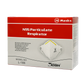 Picture of white/red rectangular box with "N95 Particulate Respirator" name; clear background
