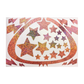 Picture of a glittery pink star decal on a white rectangle; clear background 