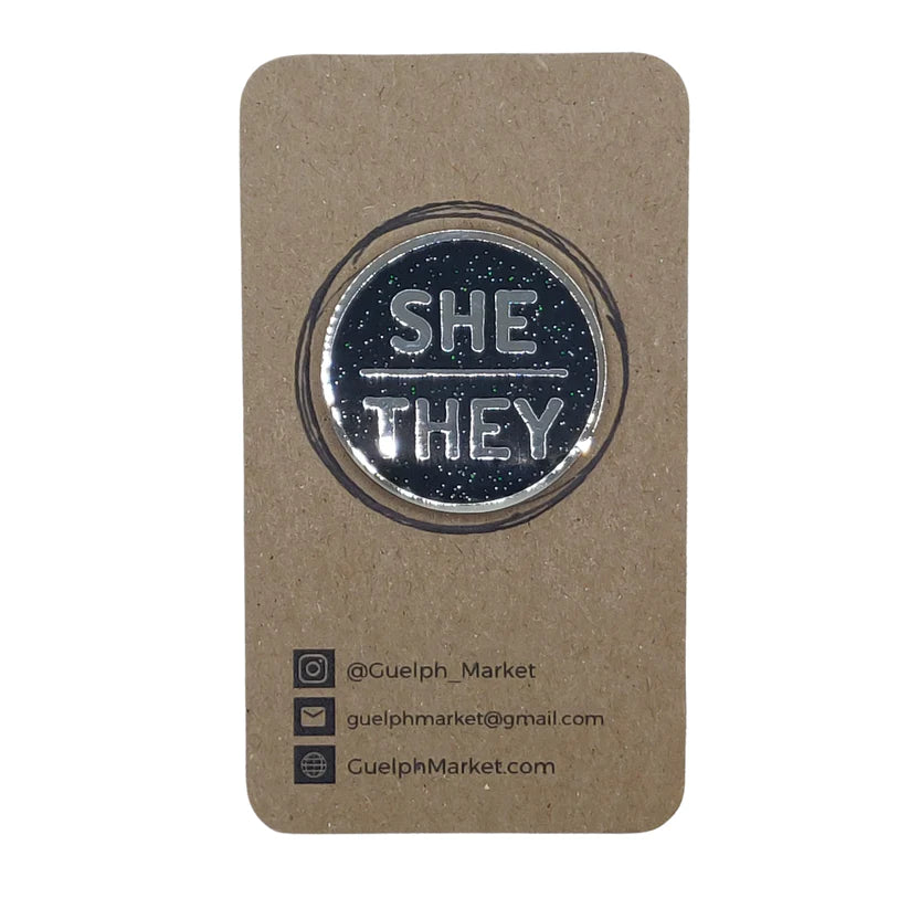 Circular Enamel Pronoun Pin